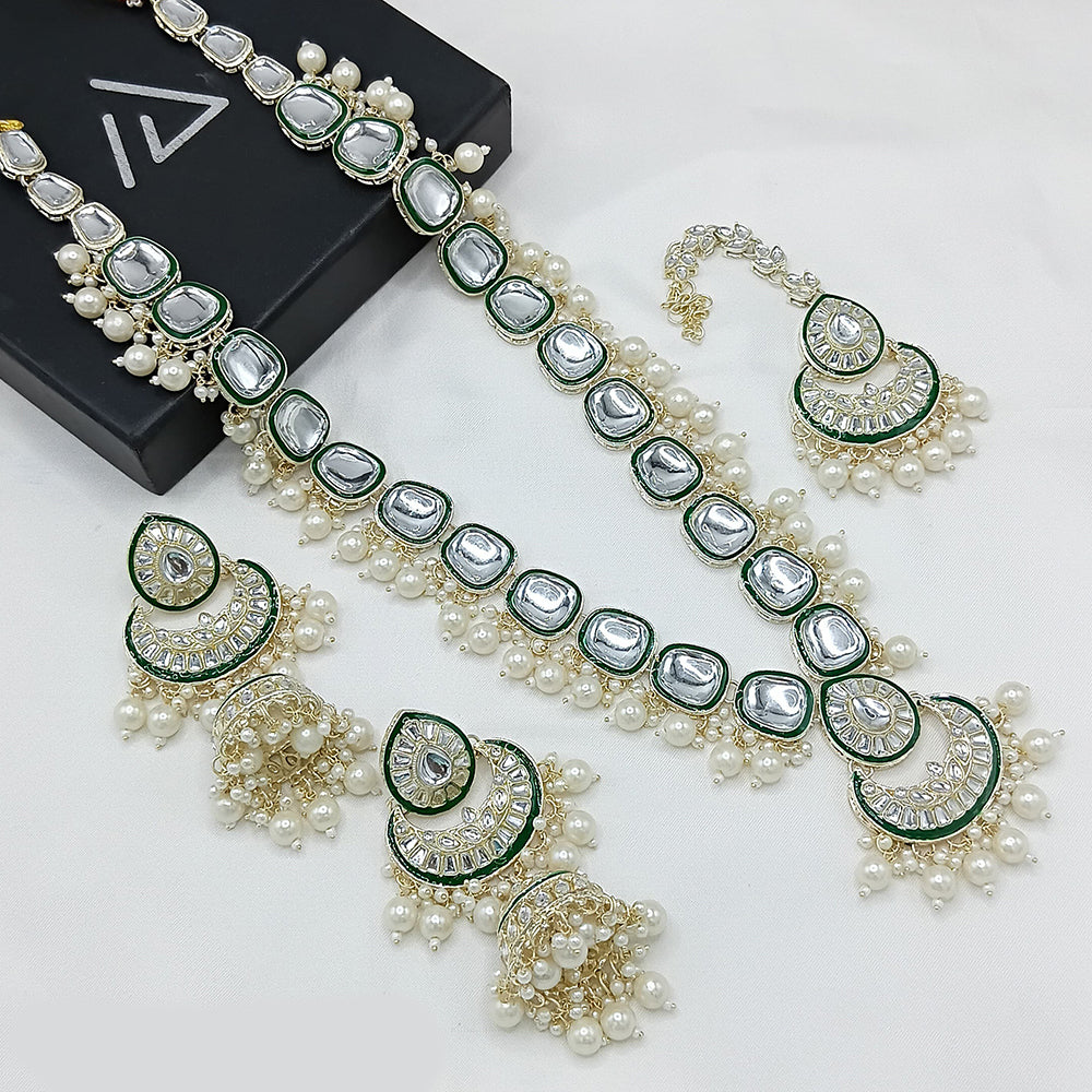 Lucentarts Jewellery Gold Plated Kundan Stone Meenakari  Necklace Set