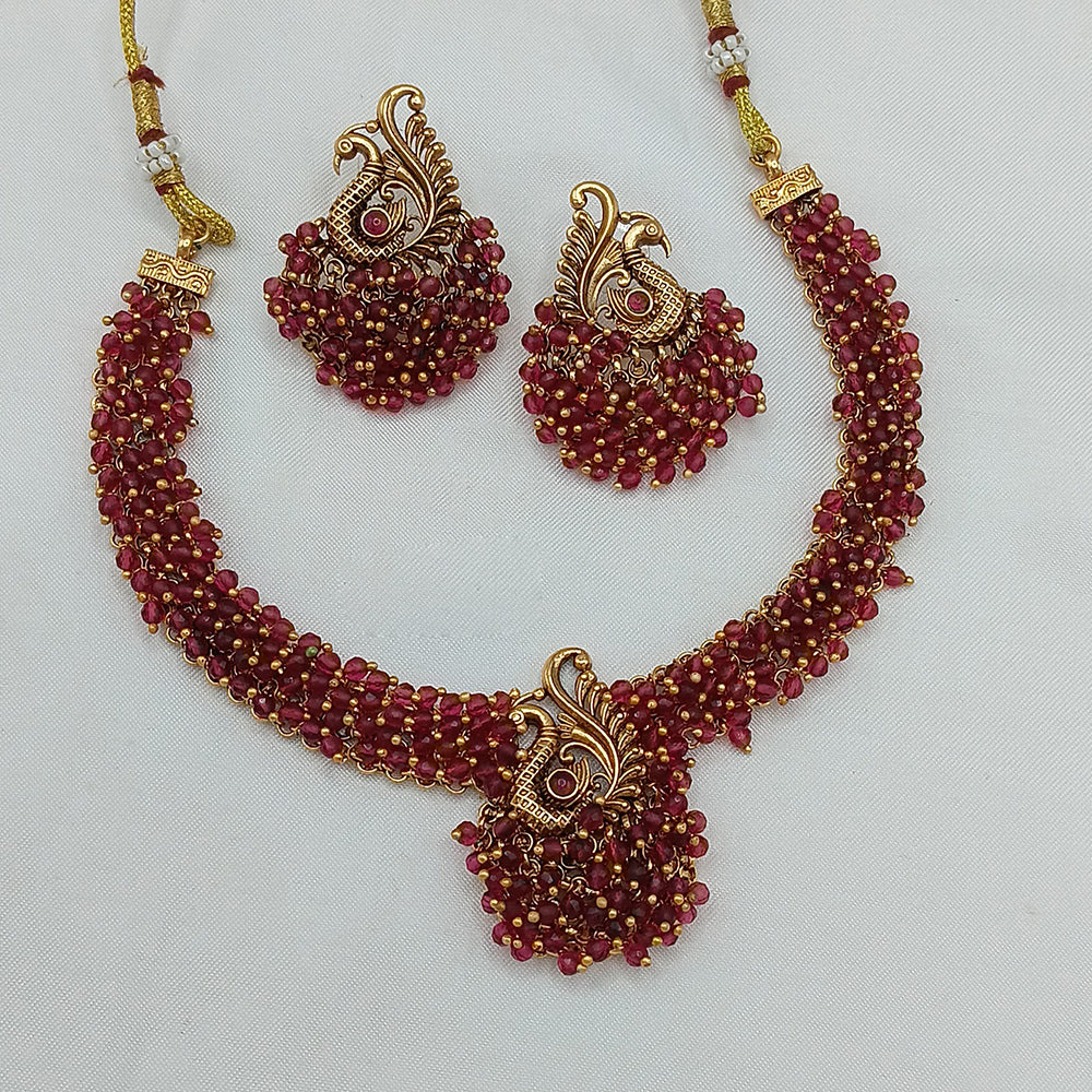 Lucentarts Jewellery Gold Plated Necklace Set for Women – Pearl & Pota Stone Design