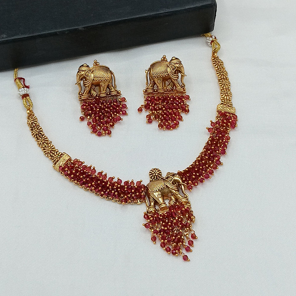 Lucentarts Jewellery Elegant Gold Plated Pearl Necklace Set for Special Occasions