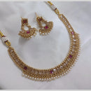 Lucentarts Jewellery Gold Plated Crystal Stone And Pearl Necklace Set