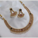 Lucentarts Jewellery Gold Plated Crystal Stone And Pearl Necklace Set
