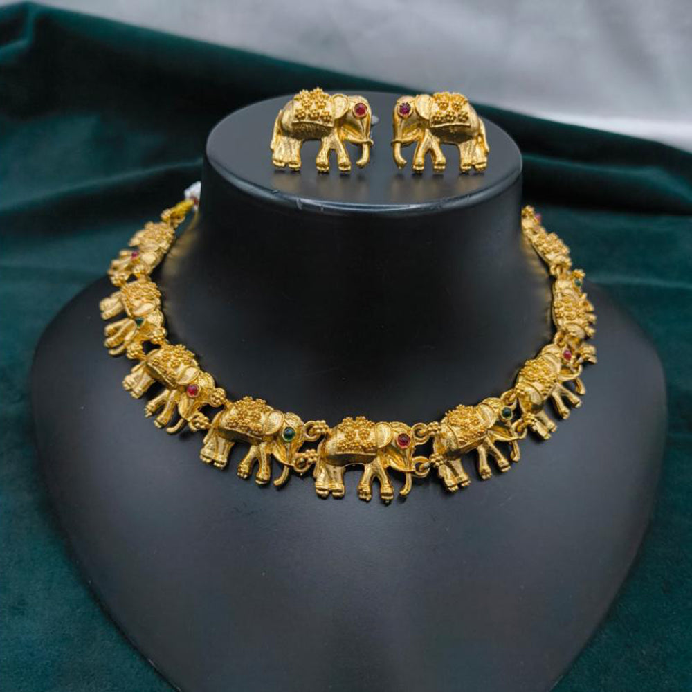 Lucentarts Jewellery Gold Plated Pota Stone Choker Necklace Set