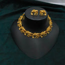 Lucentarts Jewellery Gold Plated Pota Stone Choker Necklace Set