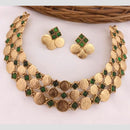 Lucentarts Jewellery Gold Plated Pota Stone Temple Choker Necklace Set