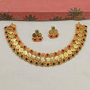 Lucentarts Jewellery Gold Plated Pota Stone Temple Choker Necklace Set