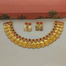 Lucentarts Jewellery Gold Plated Pota Stone Temple Choker Necklace Set