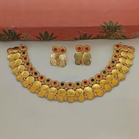 Lucentarts Jewellery Gold Plated Pota Stone Temple Choker Necklace Set