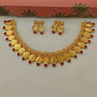 Lucentarts Jewellery Gold Plated Pota Stone Temple Choker Necklace Set