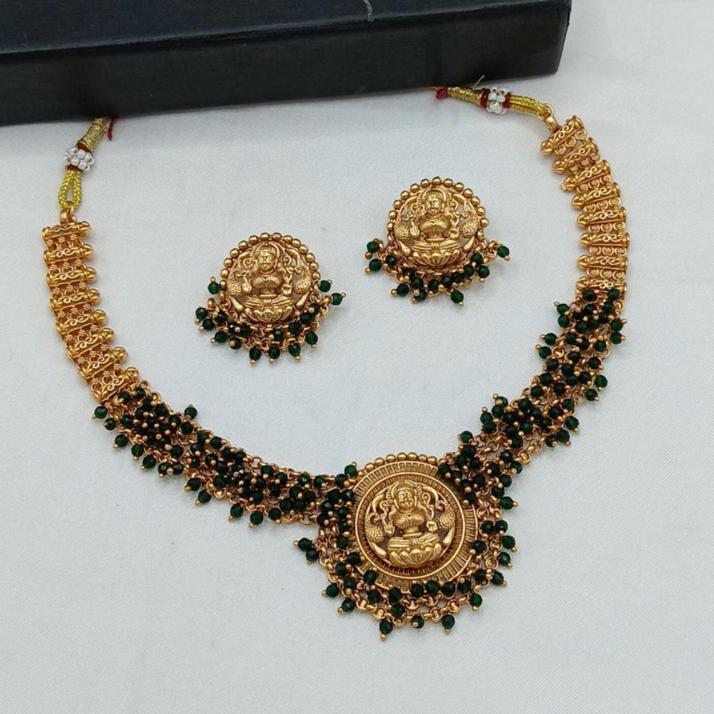 Lucentarts Jewellery Gold Plated Beads Temple Necklace Set
