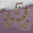 Lucentarts Jewellery Gold Plated Crystal Stone And Pearl Necklace Set