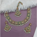 Lucentarts Jewellery Gold Plated Crystal Stone And Pearl Necklace Set