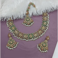 Lucentarts Jewellery Gold Plated Crystal Stone And Pearl Necklace Set