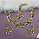 Lucentarts Jewellery Gold Plated Crystal Stone And Pearl Necklace Set
