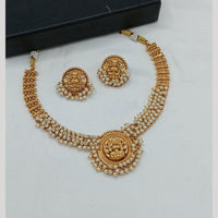Lucentarts Jewellery Gold Plated Temple Pearls Necklace Set