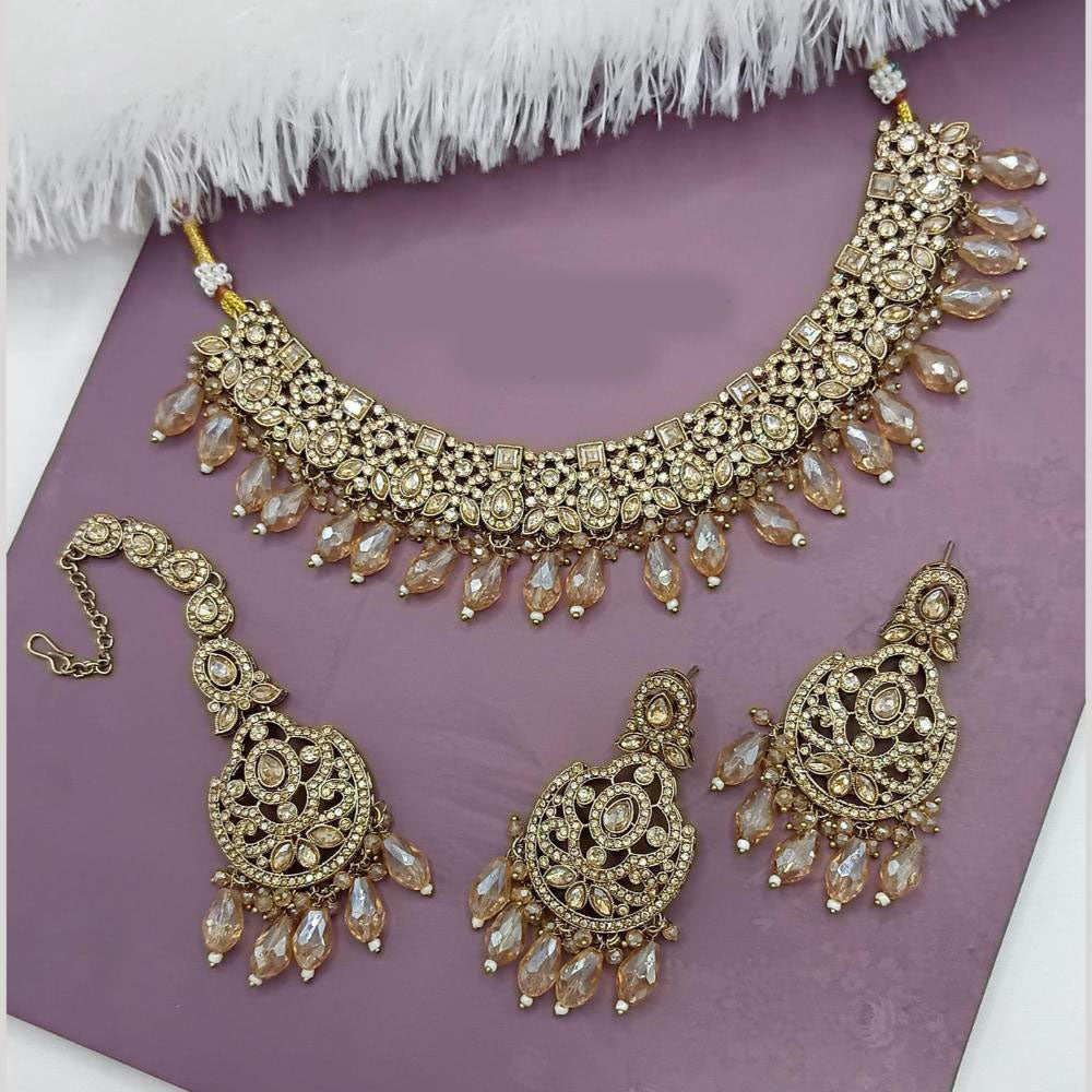 Lucentarts Jewellery Crystal Stone And Beads Choker Necklace Set