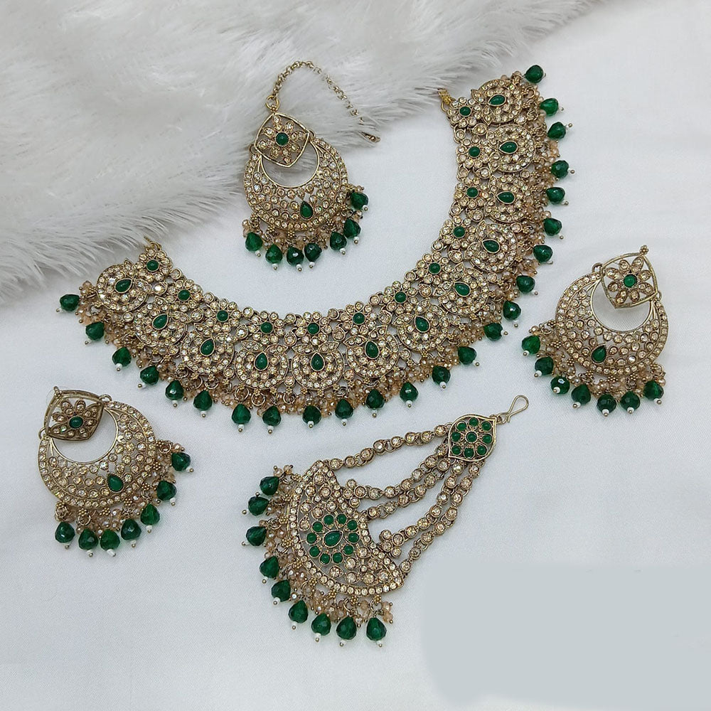 Lucentarts Jewellery Gold Plated Austrian Stone And Beads Necklace Set