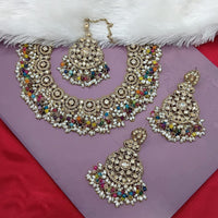Lucentarts Jewellery Gold Plated Crystal Stone And Beads Necklace Set