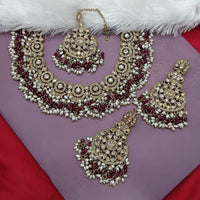 Lucentarts Jewellery Gold Plated Crystal Stone And Beads Necklace Set