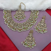 Lucentarts Jewellery Gold Plated Crystal Stone And Beads Necklace Set