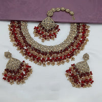 Lucentarts Jewellery Gold Plated Crystal Stone And Beads Necklace Set