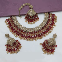 Lucentarts Jewellery Gold Plated Crystal Stone And Beads Necklace Set