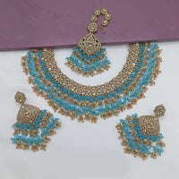 Lucentarts Jewellery Gold Plated Crystal Stone And Beads Necklace Set