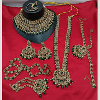 Lucentarts Jewellery Gold Plated Austrian Stone And Beads Bridal Set