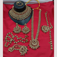 Lucentarts Jewellery Gold Plated Austrian Stone And Beads Bridal Set