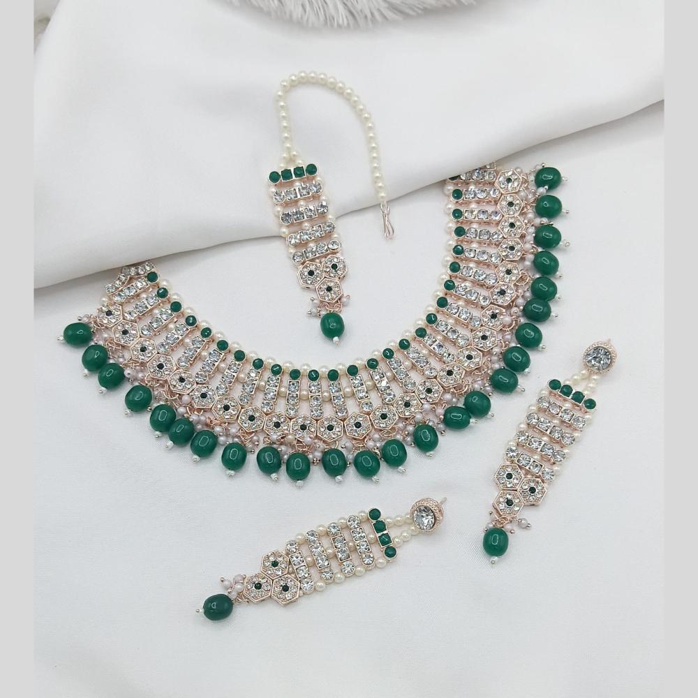 Lucentarts Jewellery Austrian Stone Pearl And Beads Necklace Set