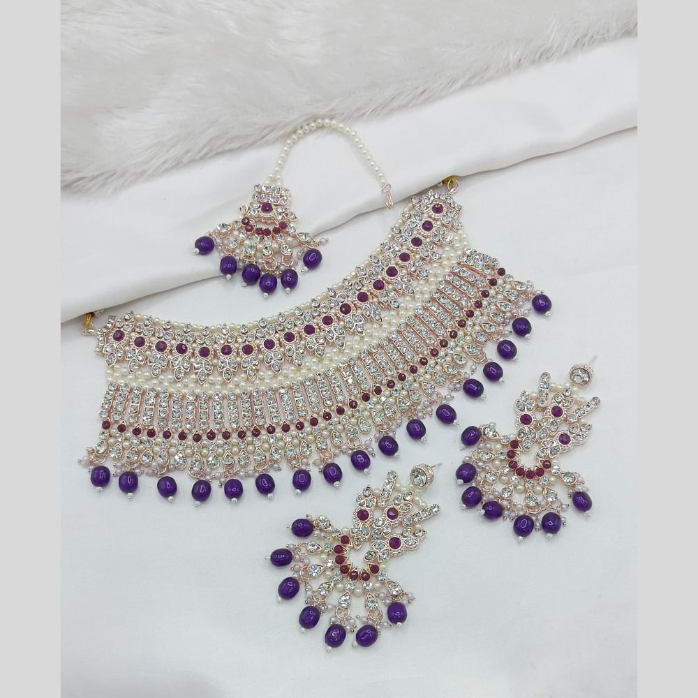 Lucentarts Jewellery Austrian Stone Pearl And Beads Necklace Set