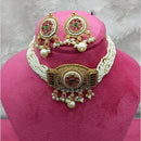 Lucentarts Jewellery Gold Plated Pota Stone Beads And Pearl Choker Necklace Set