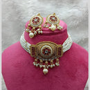 Lucentarts Jewellery Gold Plated Pota Stone Beads And Pearl Choker Necklace Set