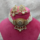 Lucentarts Jewellery Gold Plated Pota Stone Beads And Pearl Choker Necklace Set