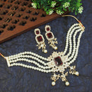 Lucentarts Jewellery Gold Plated Kundan Stone And Pearls Choker Necklace Set