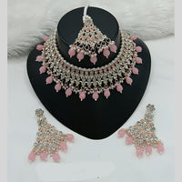 Lucentarts Jewellery Gold Plated Austrian Stone And Beads Choker Necklace Set