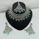 Lucentarts Jewellery Gold Plated Austrian Stone And Beads Choker Necklace Set