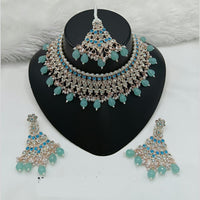 Lucentarts Jewellery Gold Plated Austrian Stone And Beads Choker Necklace Set