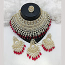 Lucentarts Jewellery Gold Plated Kundan Stone Pearls And Beads Choker Necklace Set