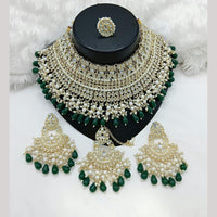 Lucentarts Jewellery Gold Plated Kundan Stone Pearls And Beads Choker Necklace Set