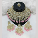 Lucentarts Jewellery Gold Plated Kundan Stone Pearls And Beads Choker Necklace Set