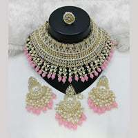 Lucentarts Jewellery Gold Plated Kundan Stone Pearls And Beads Choker Necklace Set