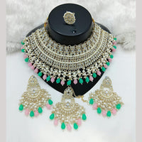 Lucentarts Jewellery Gold Plated Kundan Stone Pearls And Beads Choker Necklace Set