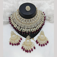 Lucentarts Jewellery Gold Plated Kundan Stone Pearls And Beads Choker Necklace Set