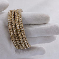 Lucentarts Jewellery Gold Plated Austrian Stone Bangles Set