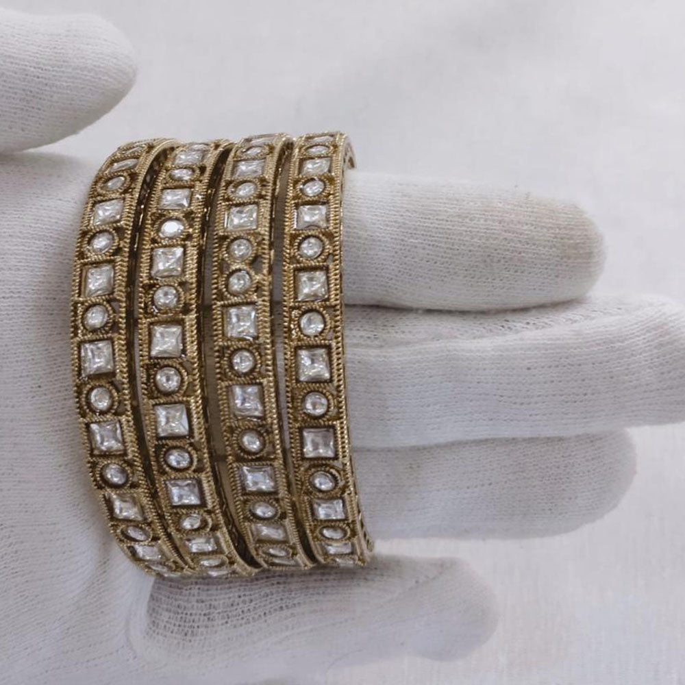 Lucentarts Jewellery Gold Plated Austrian Stone Bangles Set