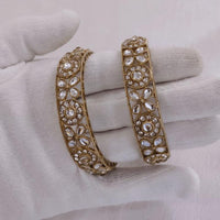 Lucentarts Jewellery Gold Plated Kundan Stone And Austrian Stone Bangles Set