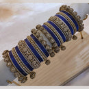 Lucentarts Jewellery Gold Plated Austrian Stone And Pearl Metal Bangles Set