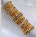 Lucentarts Jewellery Gold Plated Kundan Stone And Pearl Velvet Bangles Set