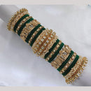 Lucentarts Jewellery Gold Plated Kundan Stone And Pearl Velvet Bangles Set