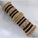 Lucentarts Jewellery Gold Plated Kundan Stone And Pearl Velvet Bangles Set